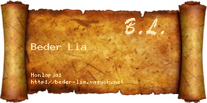 Beder Lia névjegykártya